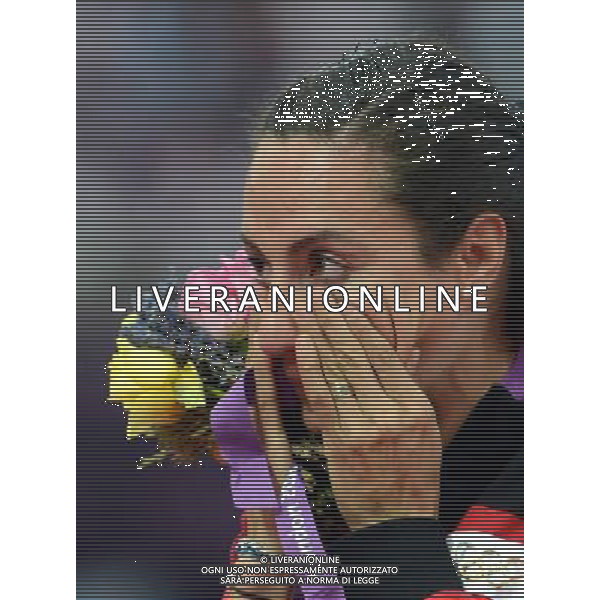 (120810) -- LONDON, Aug. 10, 2012 () -- Gold medalist Asli Cakir Alptekin of Turkey reacts at awarding ceremony of women\'s 1500m at London 2012 Olympic Games, London, Britain, Aug. 11, 2012. (/Wang Jianhua)(zgp) ©PHOTOSHOT/Agenzia Aldo Liverani Sas - ITALY ONLY - GIOCHI OLIMPICI, OLIMPIADI LONDRA 2012