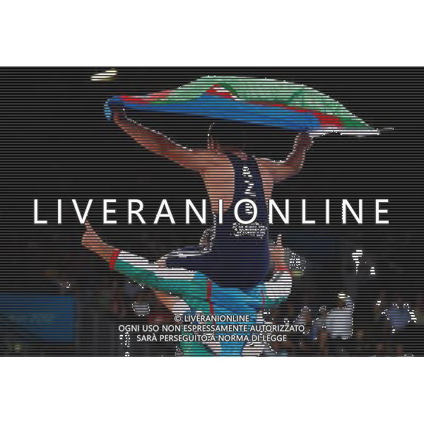 (120811) -- LONDON, Aug. 11, 2012 () -- Sharif Sharifov of Azerbaijan celebrates after defeating Jaime Yusept Espinal of Puerto Rico in men\'s freestyle wrestling 84kg gold medal contest, at London 2012 Olympic Games in London, Britain, on August 11, 2012. Sharif Sharifov of Azerbaijan won gold medal. (/Ren Zhenglai) (nxl) ©PHOTOSHOT/Agenzia Aldo Liverani Sas - ITALY ONLY - GIOCHI OLIMPICI, OLIMPIADI LONDRA 2012