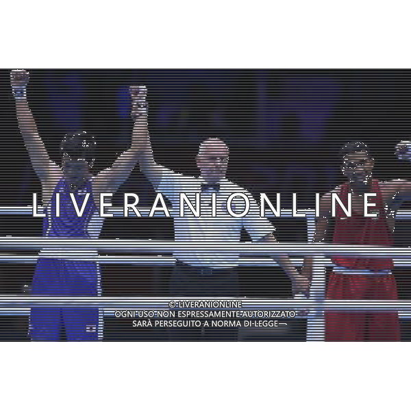 (120811) -- LONDON, Aug. 11, 2012 () -- Ryota Murata of Japan (in red) is declared winner over Esquiva Falco Florentino of Brazil during men\'s boxing middle (75kg) gold medal match, at London 2012 Olympic Games in London, Britain, on August 11, 2012. Ryota Murata of Japan won the gold medal of the event. (/Wang Shen) ©PHOTOSHOT/Agenzia Aldo Liverani Sas - ITALY ONLY - GIOCHI OLIMPICI, OLIMPIADI LONDRA 2012