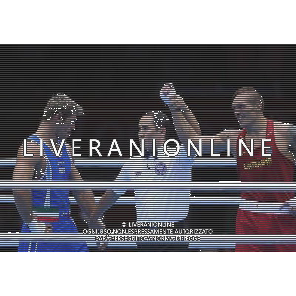 (120811) -- LONDON, Aug. 11, 2012 () -- Oleksandr Usyk of Ukraine (in red) is declared winner after competing with Clemente Russo of Italy during men\'s boxing heavy (91kg) gold medal match, at London 2012 Olympic Games in London, Britain, on August 11, 2012. Oleksandr Usyk of Ukraine won the gold medal of the event. (/Wang Shen) ©PHOTOSHOT/Agenzia Aldo Liverani Sas - ITALY ONLY - GIOCHI OLIMPICI, OLIMPIADI LONDRA 2012