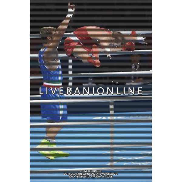 (120811) -- LONDON, Aug. 11, 2012 () -- Oleksandr Usyk of Ukraine (in red) celebrates after winning over Clemente Russo of Italy during men\'s boxing heavy (91kg) gold medal match, at London 2012 Olympic Games in London, Britain, on August 11, 2012. Oleksandr Usyk of Ukraine won the gold medal of the event. (/Guo Yong) ©PHOTOSHOT/Agenzia Aldo Liverani Sas - ITALY ONLY - GIOCHI OLIMPICI, OLIMPIADI LONDRA 2012