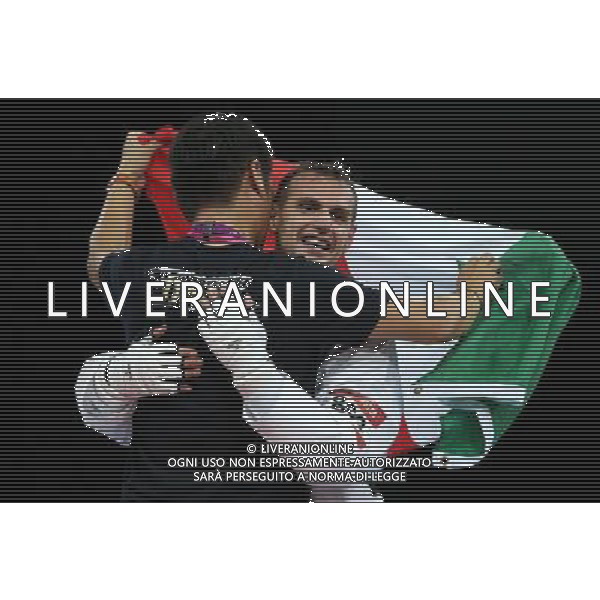 (120811) -- LONDON, Aug. 11, 2012 () -- Carlo Molfetta of Italy (red) celebrates after winning over Anthony Obame of Gabon during Bahri Tanrikulu of Turkey during the gold medal match of men\'s +80kg Taekwondo at London 2012 Olympic Games, London, Britain, Aug. 11, 2012. Carlo Molfetta of Italy won the match and claimed the gold medal of the event. (/Wang Lili) ©PHOTOSHOT/Agenzia Aldo Liverani Sas - ITALY ONLY - GIOCHI OLIMPICI, OLIMPIADI LONDRA 2012