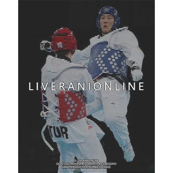 (120811) -- LONDON, Aug. 11, 2012 () -- Liu Xiaobo of China (blue) celebrates after winning over Bahri Tanrikulu of Turkey during the bronze medal match of men\'s +80kg Taekwondo at London 2012 Olympic Games, London, Britain, Aug. 11, 2012. Liu Xiaobo of China won the match and claimed the bronze medal of the event. (/Wang Lili) ©PHOTOSHOT/Agenzia Aldo Liverani Sas - ITALY ONLY - GIOCHI OLIMPICI, OLIMPIADI LONDRA 2012