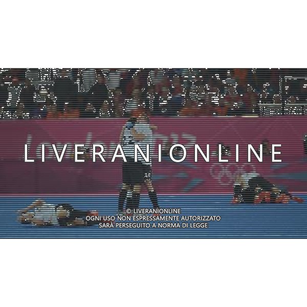 (120811) -- LONDON, Aug. 11, 2012 () -- Players of Germany celebrate after winning the gold medal match of men\'s Hockey between the Netherlands and Germany at London 2012 Olympic Games, London, Britain, Aug. 11, 2012. Germany won the match 2-1 and claimed the gold medal. (/Wang Yuguo) ©PHOTOSHOT/Agenzia Aldo Liverani Sas - ITALY ONLY - GIOCHI OLIMPICI, OLIMPIADI LONDRA 2012