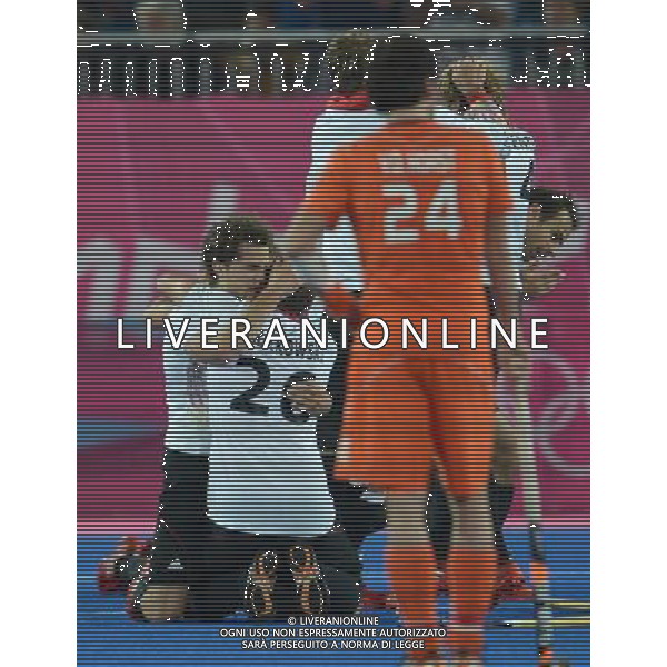 (120811) -- LONDON, Aug. 11, 2012 () -- Players of Germany celebrates after winning the gold medal match of men\'s Hockey between the Netherlands and Germany at London 2012 Olympic Games, London, Britain, Aug. 11, 2012. Germany won the match 2-1 and claimed the gold medal. (/Wang Yuguo) ©PHOTOSHOT/Agenzia Aldo Liverani Sas - ITALY ONLY - GIOCHI OLIMPICI, OLIMPIADI LONDRA 2012