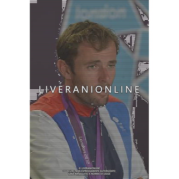 Team GB Delegation Leadership plus TeamGB medalist give end of Olympics Press Conference. Media Press Centre, Olympic Stadium, Olympic Park, Stratford. London : Nick Dempsey Silver medalist, Sailing Men\'s RS-X ©photoshot/Agenzia Aldo Liverani Sas - ITALY ONLY - GIOCHI OLIMPICI, OLIMPIADI LONDRA 2012