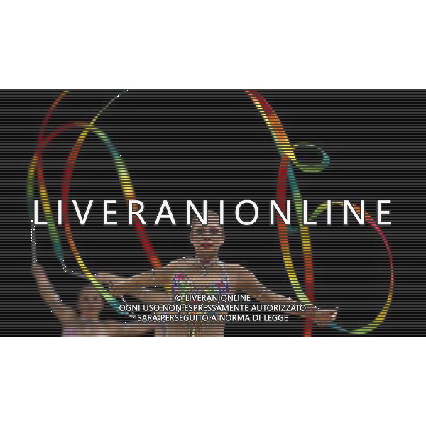 (120812) -- LONDON, Aug. 12, 2012 () -- The Russian team performs during the Group All-Around competition of Gymnastics Rhythmic event, at London 2012 Olympic Games in London, Britain, on August 12, 2012. The Russian team won gold medal. (/Fei Maohua) (nxl) ©photoshot/Agenzia Aldo Liverani Sas - ITALY ONLY - GIOCHI OLIMPICI, OLIMPIADI LONDRA 2012