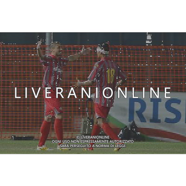esultanza Filippini Aberto gol 1-2 durante la partita Brescia-Cremonese. Oggi 12 agosto 2012 allo stadio Mario Rigamonti di Brescia PH FOTOLIVE RICHARD MORGANO AG ALDO LIVERANI S A S