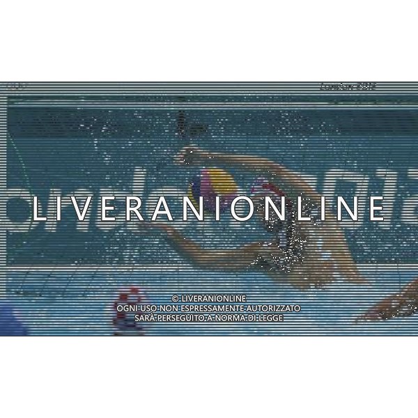 (120812) -- LONDON, Aug. 12, 2012 () -- Josip Pavic of Croatia saves the ball during men\'s water polo gold medal match between Croatia and Italy at London 2012 Olympic Games in London, Britain, August 12, 2012. Croatia won the match and claimed the gold medal of the event. (/Chen Xiaowei) ITALY ONLY - GIOCHI OLIMPICI, OLIMPIADI LONDRA 2012