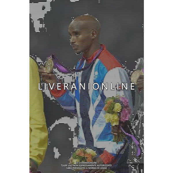 Mo Farrah (GB) in the men\'s 5000m. Olympic Stadium, Olympic Park, Stratford. London ©PHOTOSHOT/AGENZIA ALDO LIVERANI SAS - ITALY ONLY - GIOCHI OLIMPICI, OLIMPIADI LONDRA 2012