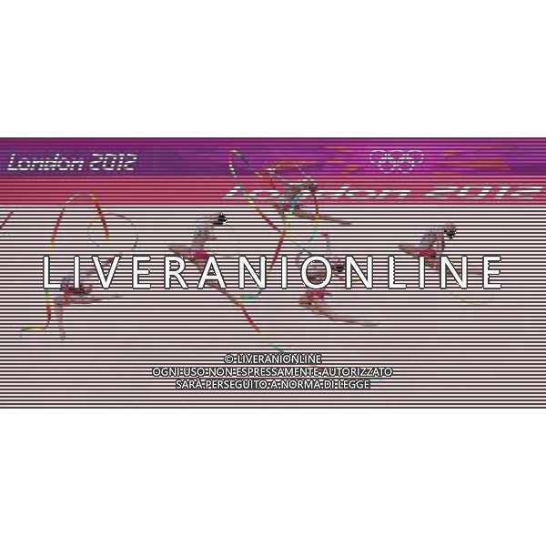 (120812) -- LONDON, Aug. 12, 2012 () -- The Russian team performs during the Group All-Around competition of Gymnastics Rhythmic event, at London 2012 Olympic Games in London, Britain, on August 12, 2012. The Russian team won gold medal. (/Chen Jianli) (nxl) ©PHOTOSHOT/AGENZIA ALDO LIVERANI SAS - ITALY ONLY - GIOCHI OLIMPICI, OLIMPIADI LONDRA 2012