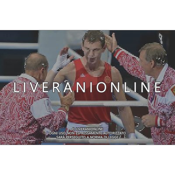 (120812) -- LONDON, Aug. 12, 2012 () -- Egor Mekhontcev of Russia (in red) competes with Adilbek Niyazymbetov of Kazakhstan in men\'s boxing light heavy (81kg) gold medal contest, at London 2012 Olympic Games in London, Britain, on August 12, 2012. Egor Mekhontcev of Russia won gold medal. (/Gesang Dawa) (nxl) ©PHOTOSHOT/AGENZIA ALDO LIVERANI SAS - ITALY ONLY - GIOCHI OLIMPICI, OLIMPIADI LONDRA 2012