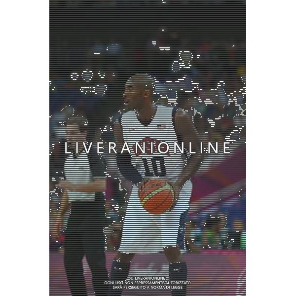 (120812) -- LONDON, Aug. 12, 2012 () -- Players compete in men\'s basketball gold medal match between USA and Spain, at London 2012 Olympic Games in London, Britain, on August 12, 2012. (/Meng Yongmin) (nxl) ©PHOTOSHOT/AGENZIA ALDO LIVERANI SAS - ITALY ONLY - GIOCHI OLIMPICI, OLIMPIADI LONDRA 2012