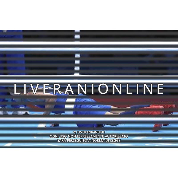 (120812) -- LONDON, Aug. 12, 2012 () -- Robeisy Ramirez Carrazana of Cuba (in blue) celebrates after defeating Tugstsogt Nyambayar of Mongolia in men\'s boxing fly (52kg) gold medal competition, at London 2012 Olympic Games in London, Britain, on August 12, 2012. Robeisy Ramirez Carrazana of Cuba won gold medal. (/Wang Shen) (nxl) ©PHOTOSHOT/AGENZIA ALDO LIVERANI SAS - ITALY ONLY - GIOCHI OLIMPICI, OLIMPIADI LONDRA 2012