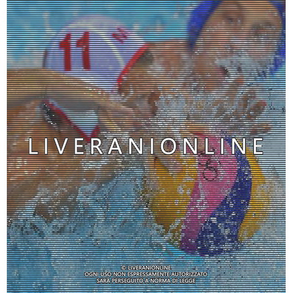 (120812) -- LONDON, Aug. 12, 2012 () -- Players of Montenegro and Serbia compete for the ball during men\'s water polo bronze medal match at London 2012 Olympic Games in London, Britain, August 12, 2012. Serbia won the match and claimed the bronze medal of the event. (/Chen Xiaowei) ©PHOTOSHOT/AGENZIA ALDO LIVERANI SAS - ITALY ONLY - GIOCHI OLIMPICI, OLIMPIADI LONDRA 2012