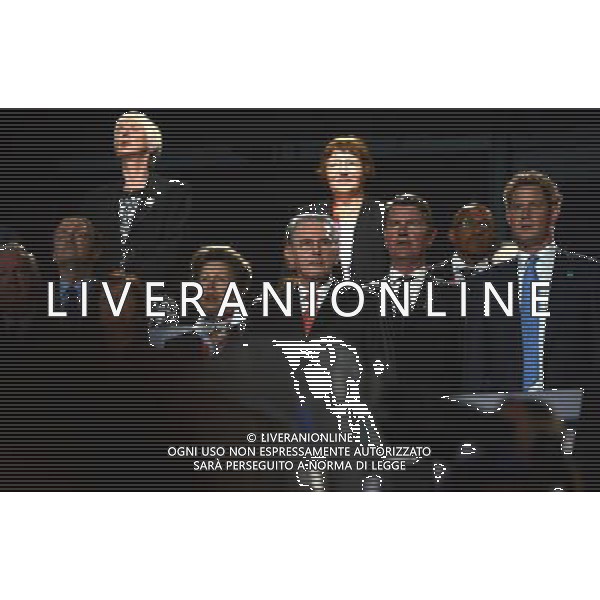 (120812) -- LONDON, Aug. 12, 2012 () -- Photo taken on August 12, 2012 shows Rogge (C), President of the International Olympic Committee, watches during the closing ceremony of the London 2012 Olympic Games at the Olympic Stadium in London, Britain. (/Guo Yong) (lm) ©PHOTOSHOT/AGENZIA ALDO LIVERANI SAS - ITALY ONLY - CERIMONIA DI CHIUSURA DEI GIOCHI OLIMPICI, OLIMPIADI LONDRA 2012