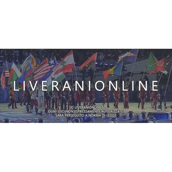 (120812) -- LONDON, Aug. 12, 2012 () -- Photo taken on August 12, 2012 shows the flags are carried into the stadium during the closing ceremony of the London 2012 Olympic Games at the Olympic Stadium in London, Britain. (/Cheng Min) (lm) ©PHOTOSHOT/AGENZIA ALDO LIVERANI SAS - ITALY ONLY - CERIMONIA DI CHIUSURA DEI GIOCHI OLIMPICI, OLIMPIADI LONDRA 2012