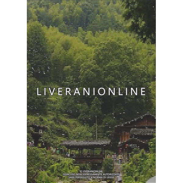 (120813) -- WENZHOU, Aug. 13, 2012 () -- Photo taken on Aug. 11, 2012 shows the typical secenery of mountainous residence in the Linkeng Village of Yongjia County in Wenzhou, east China\'s Zhejiang Province. (/Zheng Yue) (mp) ©photoshot/AGENZIA ALDO LIVERANI SAS - ITALY ONLY - Veduta panoramica del vecchio Villaggio Linkeng di Yongjia County a Wenzhou, Cina orientale della provincia di Zhejiang. 13/08/2012