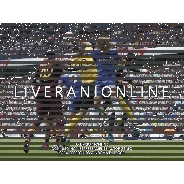 David Luiz of Chelsea , Petr Cech of Chelsea and Fernando Torres of Chelsea attack a cross as they try for a last time to score a late goal during the FA Community Shield between Chelsea and Manchester City at Villa Park in Birmingham on 12/08/2012. ©IPS Photo Agency.Thatched Cottage - Wretham - Thetford .Norfolk IP24 1RH - .TEL 01953 499403. -Personal mobile: 07973 308 835 . AG ALDO LIVERABI S A S ONLYITALY