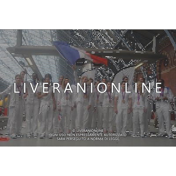 The French Olympic Team medal winners departing the Eurostar Terminal on their return home. ©photoshot/Agenzia Aldo Liverani Sas - ITALY ONLY - La squadra olimpica francese vincitori delle medaglie olimpiche alle olimpiadi di Londra, in partenza dal terminal dell\'Eurostar per il loro ritorno a casa in Francia.