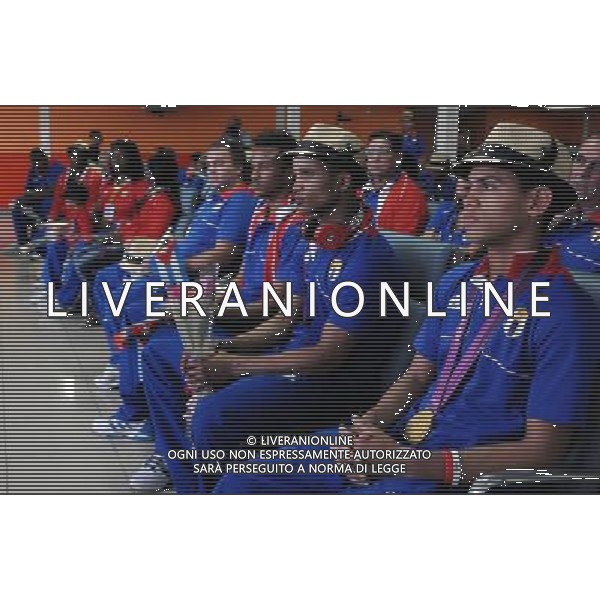 (120816) -- HAVANA, Aug. 16, 2012 () -- Athletes take part during a welcome ceremony for members of the Cuban delegation that participated during the London 2012 Olympics, at the Jose Marti International Airport, in Havana, capital of Cuba, on Aug. 14, 2012. (/Joaquin Hernandez) (jh) (ce) ©photoshot/AGENZIA ALDO LIVERANI SAS - ITALY ONLY - L\'arrivo del ultimi atleti della delegazione cubana che ha partecipato durante le Olimpiadi di Londra 2012, alla internazionale Jose\' Marti\', a L\'Avana, capitale di Cuba, il 14 agosto, 2012.
