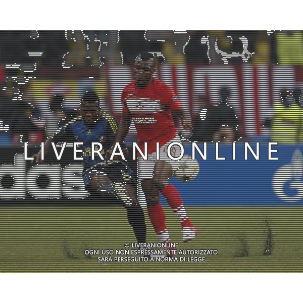 Champions League qualifying match between Spartak Moscow and Fenerbahce Istanbul at Luzhniki Stadium in Moscow, Russia on 2012/08/21 Pictured: Joseph Yobo (L) of Fenerbahce and Emmanuel Emenike (R) of Fenerbahce. pilka nozna sezon 2012/2012 liga mistrzow spartak moskwa FOT.SESKIM PHOTO/NEWSPIX.PL TURKEY, GERMANY, AUSTRIA AND UK OUT !!! LIGA TURECKA --- Newspix.pl AG ALDO LIVERANI S A S ONLY ITALY *** Local Caption *** www.newspix.pl mail us: info@newspix.pl call us: 0048 022 23 22 222 --- Polish Picture Agency by Ringier Axel Springer Poland