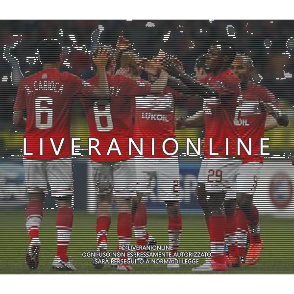 Champions League qualifying match between Spartak Moscow and Fenerbahce Istanbul at Luzhniki Stadium in Moscow, Russia on 2012/08/21 Match Scored: Spartak Moscow 2 - Fenerbahce 1 Pictured: Emmanuel Emenike and Spartak Moscow\'s players celebrates after the scored. pilka nozna sezon 2012/2012 liga mistrzow spartak moskwa FOT.SESKIM PHOTO/NEWSPIX.PL TURKEY, GERMANY, AUSTRIA AND UK OUT !!! --- Newspix.pl AG ALDO LIVERANI S A S ONLY ITALY *** Local Caption *** www.newspix.pl mail us: info@newspix.pl call us: 0048 022 23 22 222 --- Polish Picture Agency by Ringier Axel Springer Poland