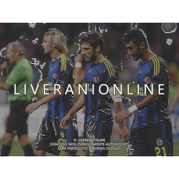 Champions League qualifying match between Spartak Moscow and Fenerbahce Istanbul at Luzhniki Stadium in Moscow, Russia on 2012/08/21 Match Scored: Spartak Moscow 2 - Fenerbahce 1 Pictured: Milos Krasic (L), Egemen Korkmaz (C) and Selcuk Sahin (R) of Fenerbahce. pilka nozna sezon 2012/2012 liga mistrzow spartak moskwa FOT.SESKIM PHOTO/NEWSPIX.PL TURKEY, GERMANY, AUSTRIA AND UK OUT !!! --- Newspix.pl AG ALDO LIVERANI S A S ONLY ITALY *** Local Caption *** www.newspix.pl mail us: info@newspix.pl call us: 0048 022 23 22 222 --- Polish Picture Agency by Ringier Axel Springer Poland