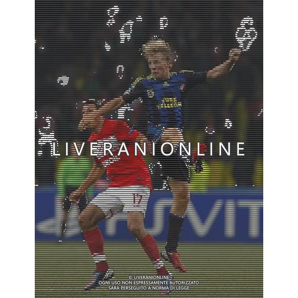 Champions League qualifying match between Spartak Moscow and Fenerbahce Istanbul at Luzhniki Stadium in Moscow, Russia on 2012/08/21 Match Scored: Spartak Moscow 2 - Fenerbahce 1 Pictured: Dirk Kuyt of Fenerbahce and Marek Suchy (L) of Spartak Moscow. pilka nozna sezon 2012/2012 liga mistrzow spartak moskwa FOT.SESKIM PHOTO/NEWSPIX.PL TURKEY, GERMANY, AUSTRIA AND UK OUT !!! --- Newspix.pl AG ALDO LIVERANI S A S ONLY ITALY *** Local Caption *** www.newspix.pl mail us: info@newspix.pl call us: 0048 022 23 22 222 --- Polish Picture Agency by Ringier Axel Springer Poland