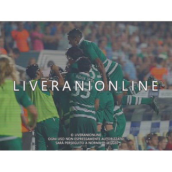 Europe League qualifying match between Bursaspor (Green) and Twente ( red ) at the Ataturk Stadium in Bursa, Turkey on 23.08.2012 Match Scored: Bursaspor 3 - Twente 1 Pictured: Bursaspor players celebrates after the score. LIGA EUROPY UEFA SEZON 2012/2013 PILKA NOZNA FOT.SESKIM PHOTO/NEWSPIX.PL TURKEY, GERMANY, AUSTRIA AND UK OUT !!! --- Newspix.pl AG ALDO LIVERANI S A S ONLY ITALY *** Local Caption *** www.newspix.pl mail us: info@newspix.pl call us: 0048 022 23 22 222 --- Polish Picture Agency by Ringier Axel Springer Poland