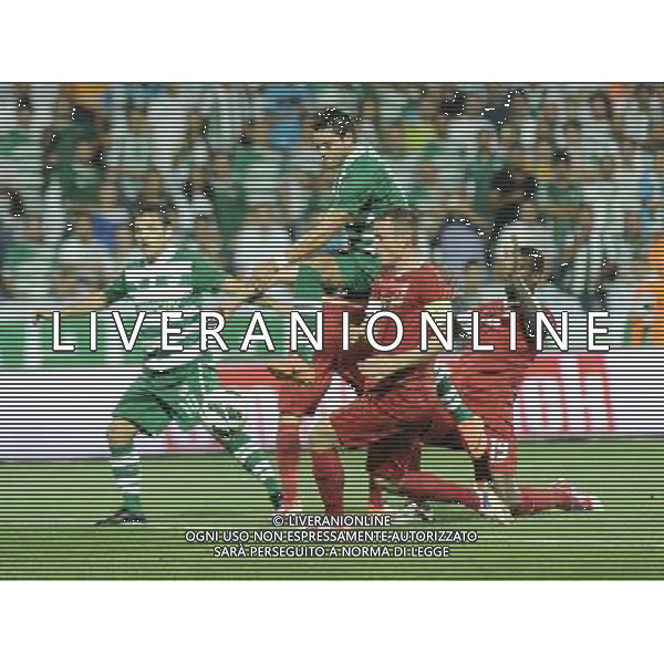 Europe League qualifying match between Bursaspor (Green) and Twente ( red ) at the Ataturk Stadium in Bursa, Turkey on 23.08.2012 Match Scored: Bursaspor 3 - Twente 1 Pictured: Pablo Batalla (L) and Sebastian Pinto (C) of Bursaspor and Wout Brama and Douglas Franco Teixeira (19) of Twente. LIGA EUROPY UEFA SEZON 2012/2013 PILKA NOZNA FOT.SESKIM PHOTO/NEWSPIX.PL TURKEY, GERMANY, AUSTRIA AND UK OUT !!! --- Newspix.pl AG ALDO LIVERANI S A S ONLY ITALY *** Local Caption *** www.newspix.pl mail us: info@newspix.pl call us: 0048 022 23 22 222 --- Polish Picture Agency by Ringier Axel Springer Poland