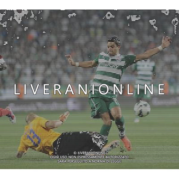 Europe League qualifying match between Bursaspor (Green) and Twente ( red ) at the Ataturk Stadium in Bursa, Turkey on 23.08.2012 Match Scored: Bursaspor 3 - Twente 1 Pictured: Sebastian Pinto of Bursaspor and Goalkeeper Nikolay Mihaylov of Twente. LIGA EUROPY UEFA SEZON 2012/2013 PILKA NOZNA FOT.SESKIM PHOTO/NEWSPIX.PL TURKEY, GERMANY, AUSTRIA AND UK OUT !!! --- Newspix.pl AG ALDO LIVERANI S A S ONLY ITALY *** Local Caption *** www.newspix.pl mail us: info@newspix.pl call us: 0048 022 23 22 222 --- Polish Picture Agency by Ringier Axel Springer Poland