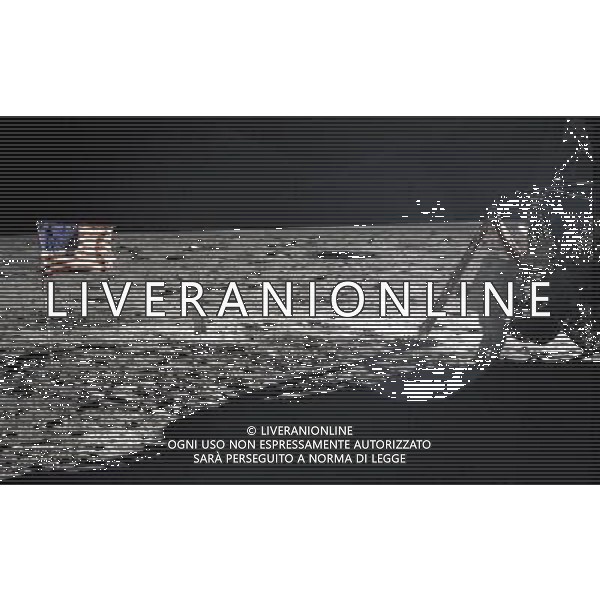 EARTH The Moon -- 20 Jul 1969 -- Apollo 11 astronauts trained on Earth to take individual photographs in succession in order to create a series of frames that could be assembled into panoramic images. This frame from Aldrin\'s panorama of the Apollo 11 landing site is the only good picture of mission commander Neil Armstrong on the lunar surface -- Picture by Edwin Aldrin/Lightroom Photos/NASA AG ALDO LIVERANI S A S ONLY ITALY