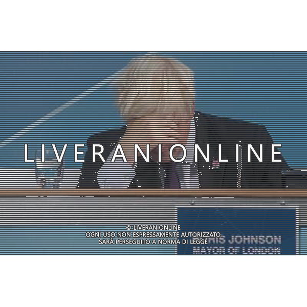 Mayor of London, Mr Boris Johnson speaks during a press-conference on the Paralympic security and transport readiness at The London Media Centre. PHOTOSHOT/AG ALDO LIVERANI SAS ITALY ONLY -
