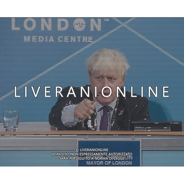 Mayor of London, Mr Boris Johnson speaks during a press-conference on the Paralympic security and transport readiness at The London Media Centre. PHOTOSHOT/AG ALDO LIVERANI SAS ITALY ONLY -
