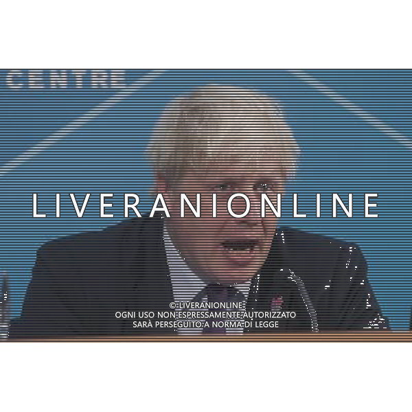 Mayor of London, Mr Boris Johnson speaks during a press-conference on the Paralympic security and transport readiness at The London Media Centre. PHOTOSHOT/AG ALDO LIVERANI SAS ITALY ONLY -