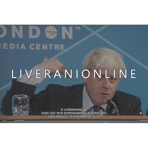 Mayor of London, Mr Boris Johnson speaks during a press-conference on the Paralympic security and transport readiness at The London Media Centre. PHOTOSHOT/AG ALDO LIVERANI SAS ITALY ONLY -