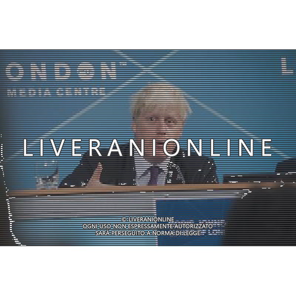 Mayor of London, Mr Boris Johnson speaks during a press-conference on the Paralympic security and transport readiness at The London Media Centre. PHOTOSHOT/AG ALDO LIVERANI SAS ITALY ONLY -