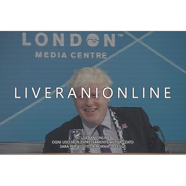 Mayor of London, Mr Boris Johnson speaks during a press-conference on the Paralympic security and transport readiness at The London Media Centre. PHOTOSHOT/AG ALDO LIVERANI SAS ITALY ONLY -