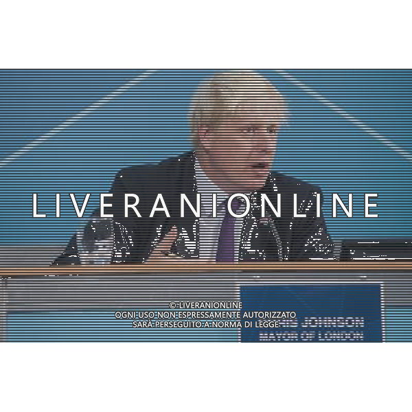 Mayor of London, Mr Boris Johnson speaks during a press-conference on the Paralympic security and transport readiness at The London Media Centre. PHOTOSHOT/AG ALDO LIVERANI SAS ITALY ONLY -