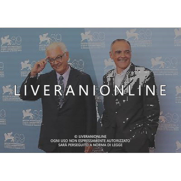 (120829) -- VENICE, Aug. 29, 2012 () -- New director of the 69th Venice Film Festival Alberto Barbera (R) and Paolo Baratta, president of the Venice Biennale, pose for photos during a photocall at the 69th Venice Film Festival, in Venice, Italy, Aug. 29, 2012. The festival will last from Aug. 29 to Sep. 8, 2012. (/Gao Jing) PHOTOSHOT/AG ALDO LIVERANI SAS - ITALY ONLY -