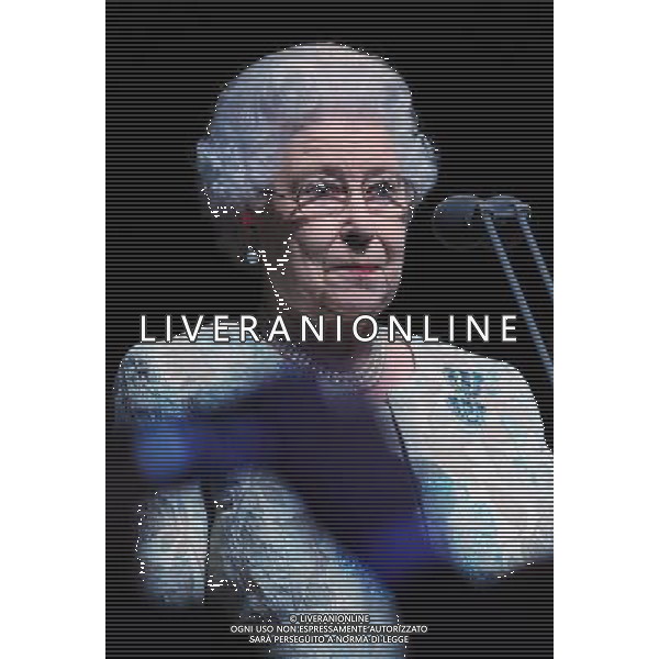 Queen Elizabeth II, wearing ear plugs, officially opens the the London Paralympic Games 2012 during the opening ceremony at the Olympic Stadium, London. Wednesday August 29, 2012. PHOTOSHOT/AG ALDO LIVERANI SAS ITALY ONLY