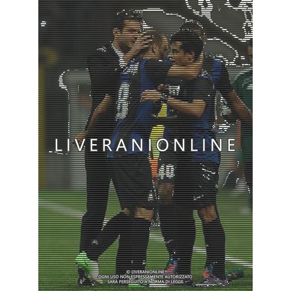 UEFA Europa League 2012/2013 Terzo Turno Preliminare Milano - 30.08.2012 Inter-Vaslui Nella Foto:palacio esulta con stramaccioni e coutinho /Ph.Vitez-Ag. Aldo Liverani