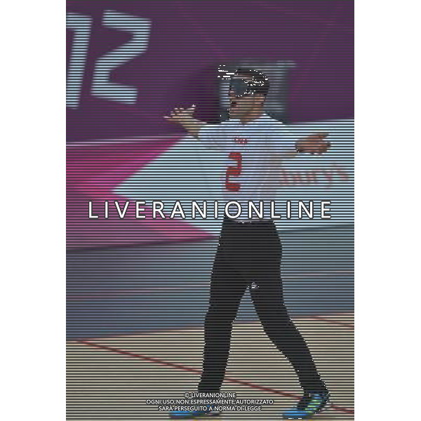 (120830) -- LONDON, Aug. 30, 2012 () -- Shahbazi Mostafa of Iran celebrates scoring in the men\'s goalball event between Iran and China during the London 2012 Paralympic Games in London, Britain, on Aug. 30, 2012. Iran won 9-5. (/Lin Yiguang) (cc) /photoshot/AG ALDO LIVERANI SAS ITALY ONLY -
