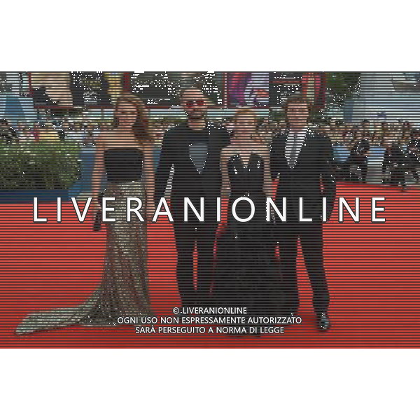 (120831) -- VENICE, Aug. 31, 2012 () -- Russian director Kirill Serebrennikov (2nd L), actresses Franziska Petri (2nd R), Albina Dzhanabaeva (1st L) and actor Dejan Lilic pose on the red carpet for the premiere of the film \'Izmena (Betrayal)\' at the 69th Venice International Film Festival in Venice, Italy, Aug. 30, 2012. (/Wang Qingqin) (lr) photoshot/AG ALDO LIVERANI SAS - ITALY ONLY -
