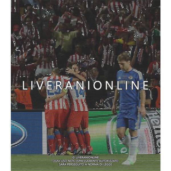 UEFA Supercup 2012 Montecarlo - 31.08.2012 Chelsea-Atletico Madrid Nella Foto:falcao esulta terzo gol /Ph.Vitez-Ag. Aldo Liverani