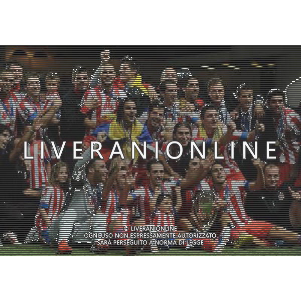 UEFA Supercup 2012 Montecarlo - 31.08.2012 Chelsea-Atletico Madrid Nella Foto:l\'atletico di madrid posa con la coppa /Ph.Vitez-Ag. Aldo Liverani