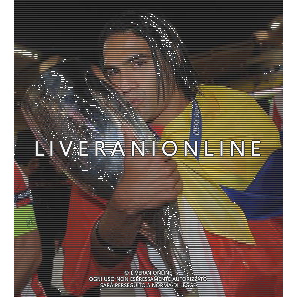 UEFA Supercup 2012 Montecarlo - 31.08.2012 Chelsea-Atletico Madrid Nella Foto:falcao con la coppa /Ph.Vitez-Ag. Aldo Liverani