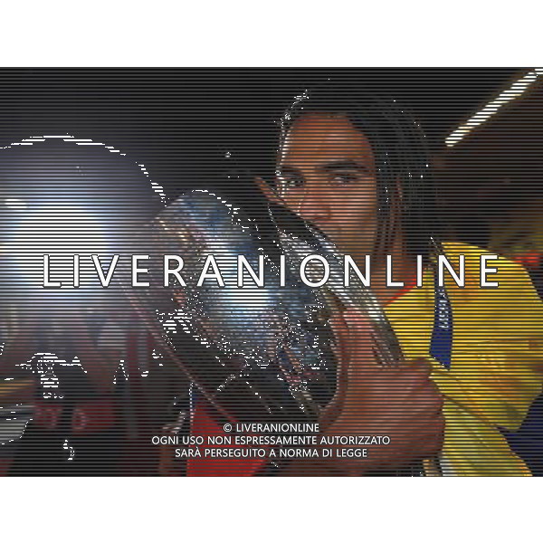 UEFA Supercup 2012 Montecarlo - 31.08.2012 Chelsea-Atletico Madrid Nella Foto:falcao con la coppa /Ph.Vitez-Ag. Aldo Liverani