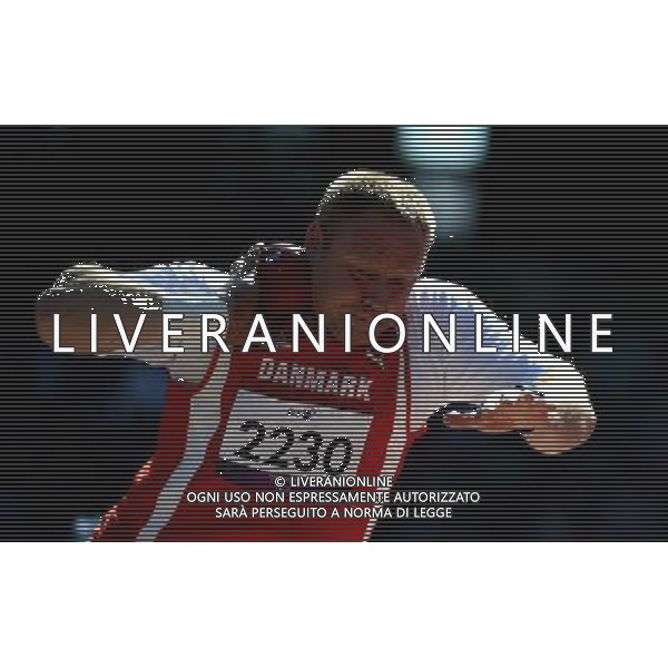 (120831) -- LONDON, Aug. 31, 2012 () -- Jackie Christiansen of Danmark competes in the Men\'s Shot Put - F42/44 Final at London 2012 Paralympic Games, in London, Britain, on Aug. 31, 2012. Jackie Christiansen took the gold medal.(/Yang Lei) (cc) AG ALDO LIVERANI S A S ONLY ITALY